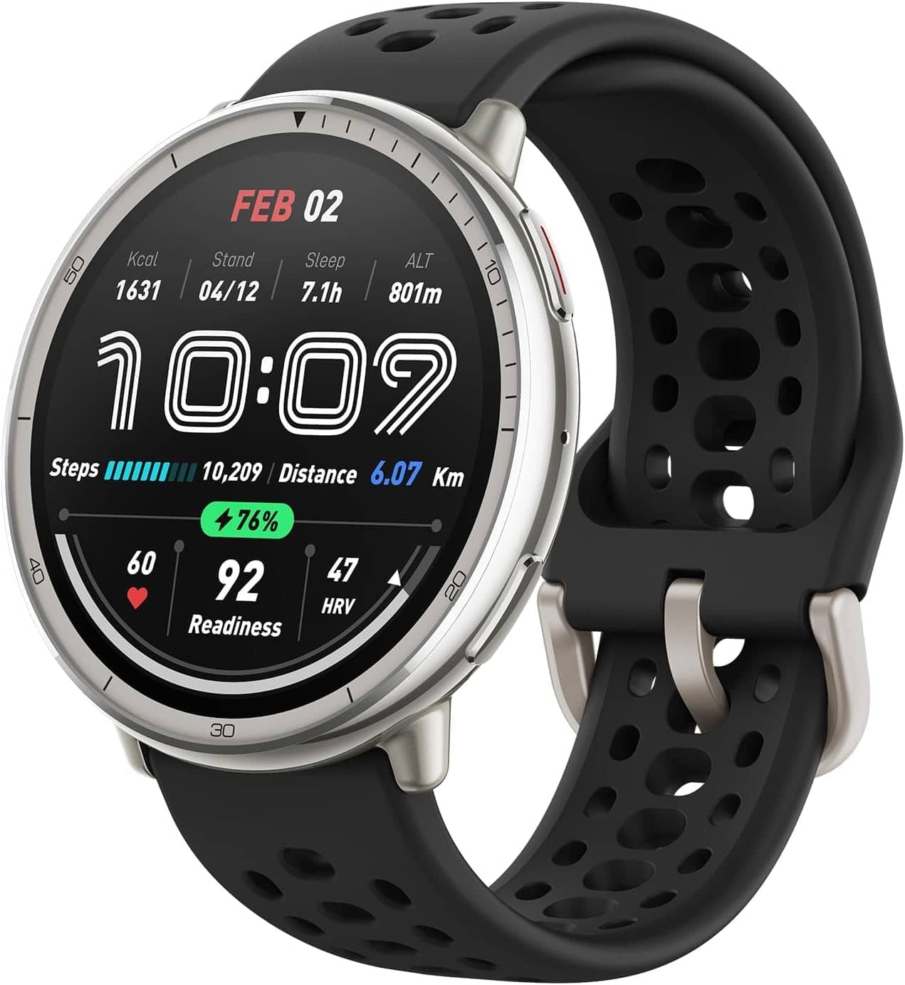 AMAZFIT Active 2 Smart Watch 44 mm, AI, Voice Control, GPS and Maps Included, 10 Day Battery, 160+ Sports Modes, 5 ATM Water Resistant for Android and iPhone, Black