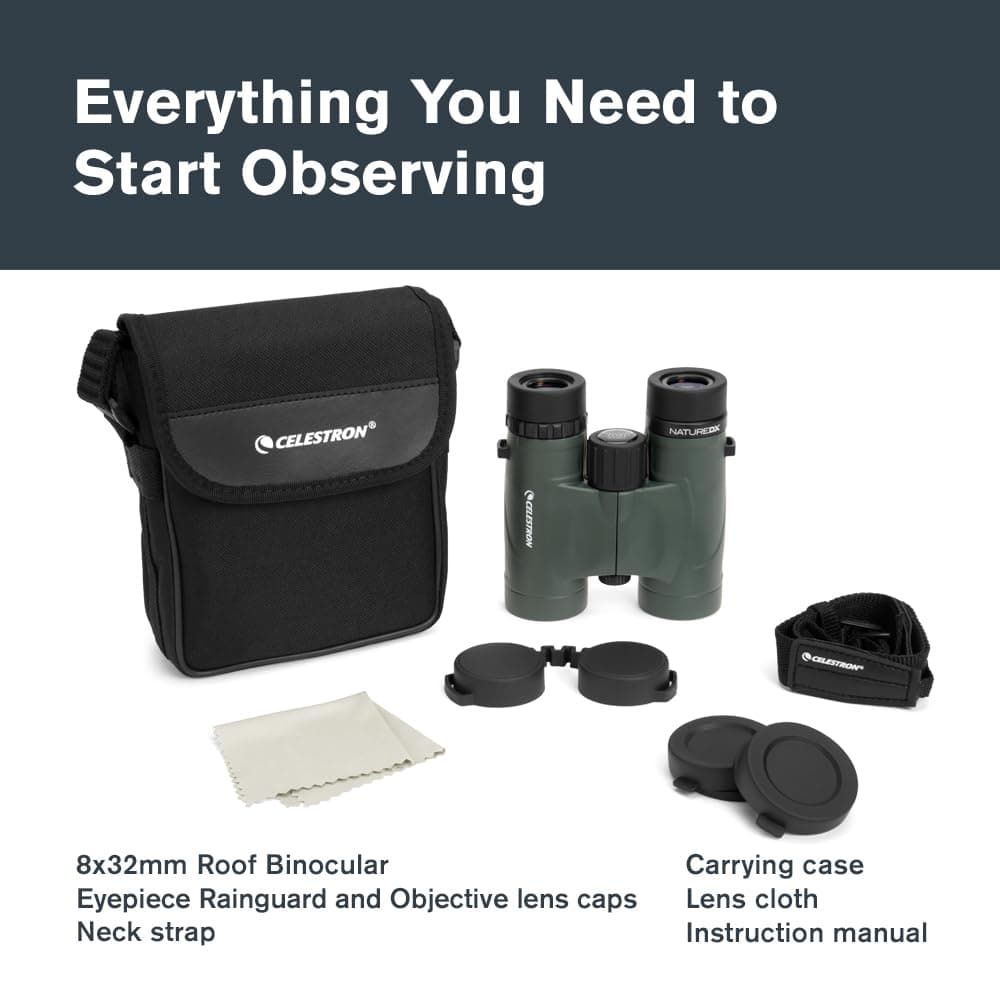 Celestron 71330 Nature DX 8x32 BaK-4 Prism Binoculars, Green