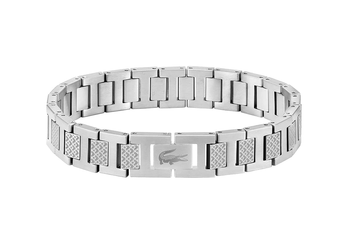 Lacoste Metropole Bracelet – Unisex H-Link with Crocodile Clasp – Adjustable Polished Finish Accessory
