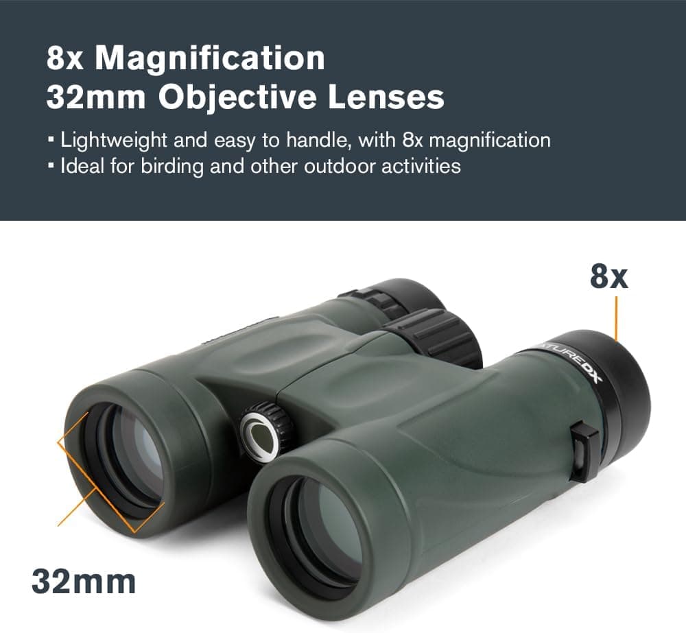 Celestron 71330 Nature DX 8x32 BaK-4 Prism Binoculars, Green