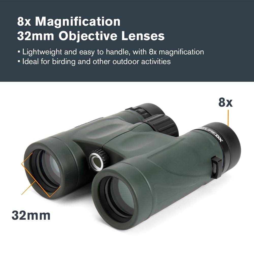 Celestron 71330 Nature DX 8x32 BaK-4 Prism Binoculars, Green