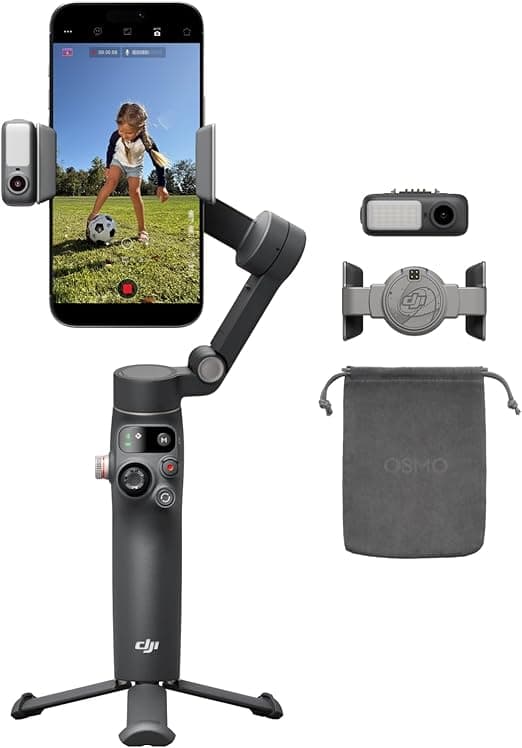 DJI Osmo Mobile 8 Gimbal Stabilizer for Phone, AI Native Tracking with Audio &amp;amp; Lighting, 360° Pan Rotation, Built-in Extension Rod &amp;amp; Tripod, 10h Battery, Extension Rod, Robust