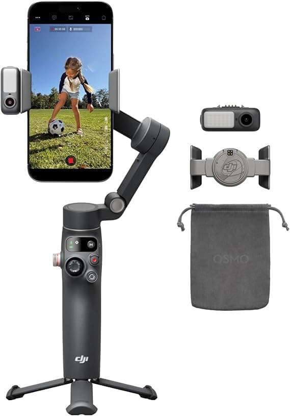 DJI Osmo Mobile 8 Gimbal Stabilizer for Phone, AI Native Tracking with Audio &amp;amp; Lighting, 360° Pan Rotation, Built-in Extension Rod &amp;amp; Tripod, 10h Battery, Extension Rod, Robust