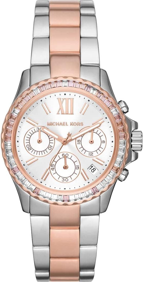Michael Kors Everest Watch for Women, Quartz Chronograph Movement with Stainless Steel or Silicon Strap