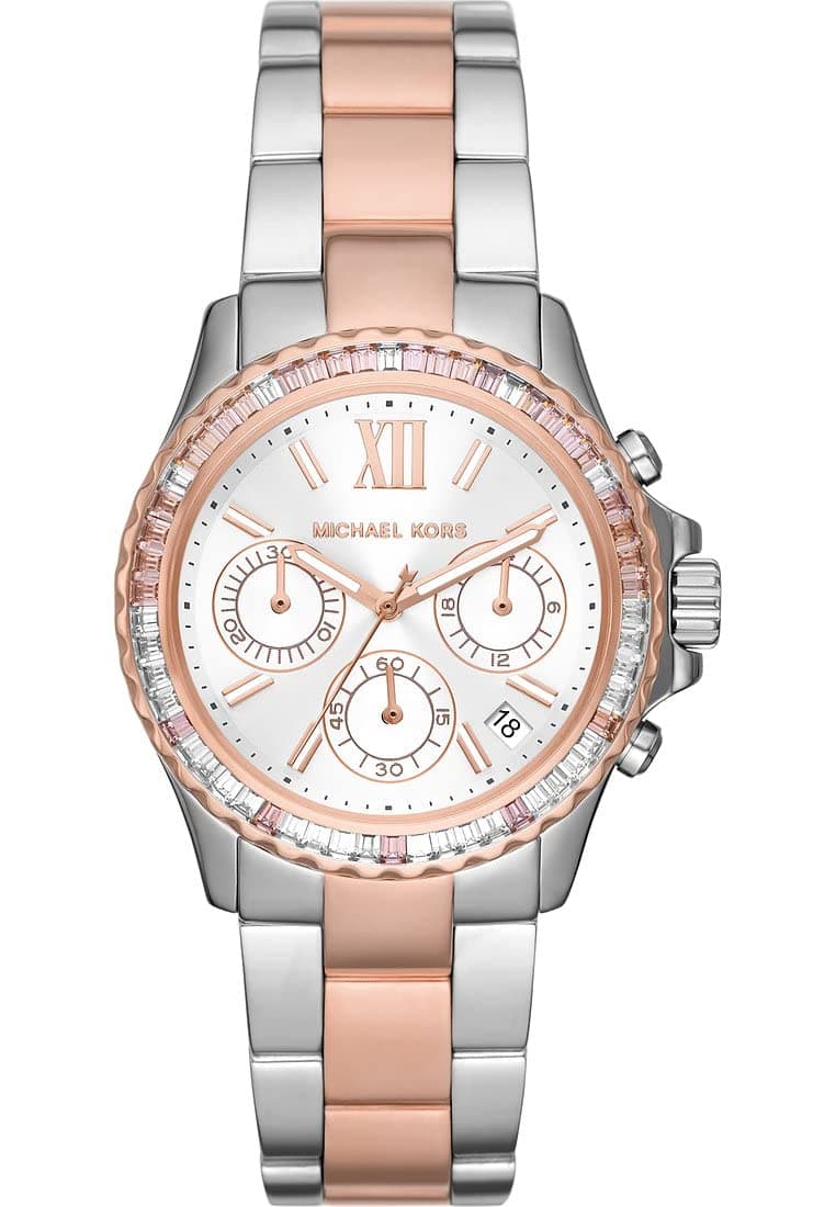 Michael Kors Everest Watch for Women, Quartz Chronograph Movement with Stainless Steel or Silicon Strap