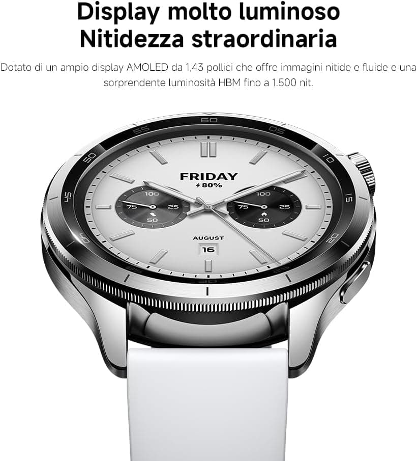 Xiaomi Watch S4, Smartwatch, Rotating Crown, Interchangeable Bezel, 1.43" AMOLED Screen, Up to 15 Days Runtime, Health Monitor, HyperOS 2.0, 150+ Sports Modes, silver, Modern