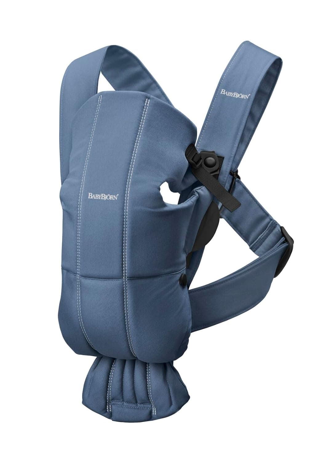 BabyBjörn Baby Carrier Mini, Vintage Indigo, Woven | Newborn Carrier (7-25 lbs), Ergonomic, Easy-to-Use