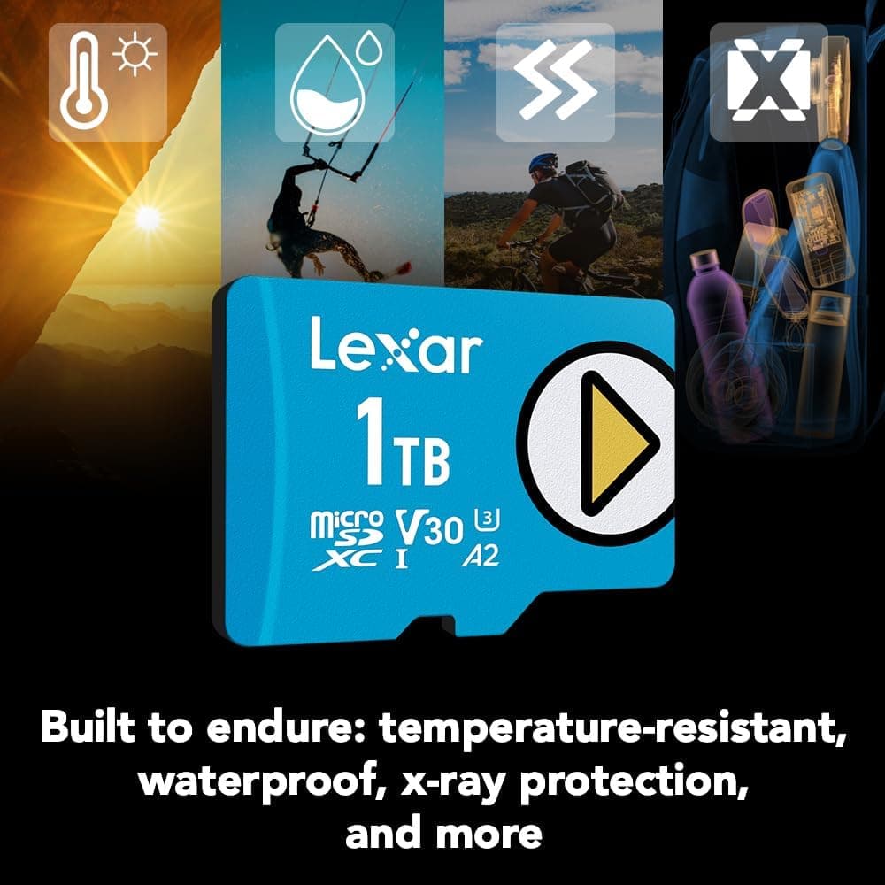 Lexar 1TB Play Blue Micro SD Card, UHS-I, C10, U3, V30, A2, 4K, Up to 160MB/s microSDXC Memory Card, Expanded Storage for Nintendo-Switch 1, Gaming Devices, Smartphones, Tablets (LMSPLBL001T-