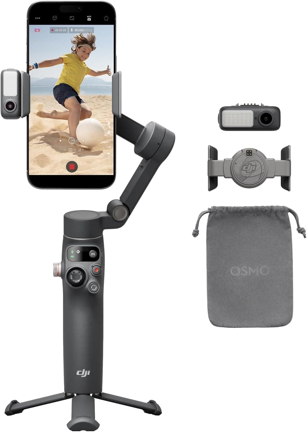 DJI Osmo Mobile 7P Gimbal Stabilizer for iPhone, Android, Native Tracking, Lighting, 3-Axis Phone Gimbal, Quick Launch, One-Tap Edit, Built-in Extension Rod & Tripod, 10hrs Use, Phone Chargin