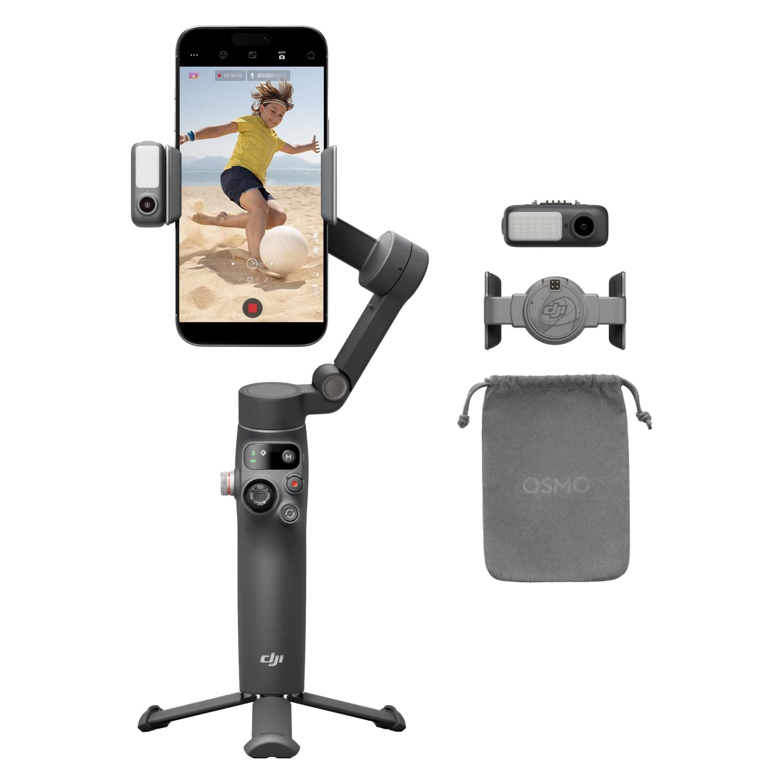 DJI Osmo Mobile 7P Gimbal Stabilizer for iPhone, Android, Native Tracking, Lighting, 3-Axis Phone Gimbal, Quick Launch, One-Tap Edit, Built-in Extension Rod &amp; Tripod, 10hrs Use, Phone Cha