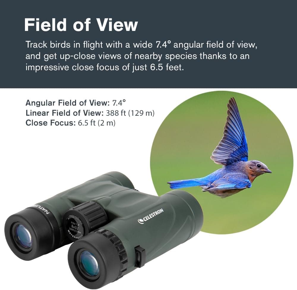 Celestron 71330 Nature DX 8x32 BaK-4 Prism Binoculars, Green