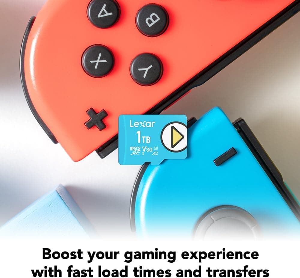 Lexar 1TB Play Blue Micro SD Card, UHS-I, C10, U3, V30, A2, 4K, Up to 160MB/s microSDXC Memory Card, Expanded Storage for Nintendo-Switch 1, Gaming Devices, Smartphones, Tablets (LMSPLBL001T-