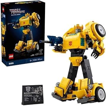 LEGO Icons Transformers Bumblebee Action Figure Building Set, Collectible Robot Model Kit for Adults to Build, Converts to Vehicle Mode, Gifts for Men, Women, Him, Her and Sci-Fi Fans 10338