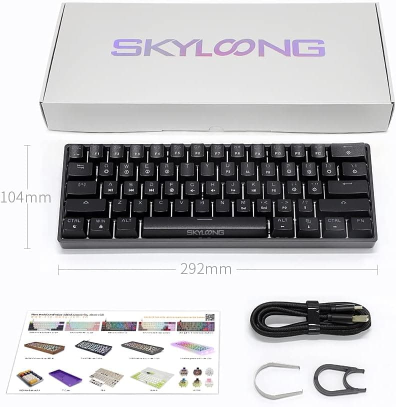 SKYLOONG GK61 SK61 60% Mechanical Keyboard 61 Keys Portable Small Full Keys Programmable Gaming Keyboard Red Switch Hot Swappable RGB Mechanical Keyboard for PC Mac Laptop