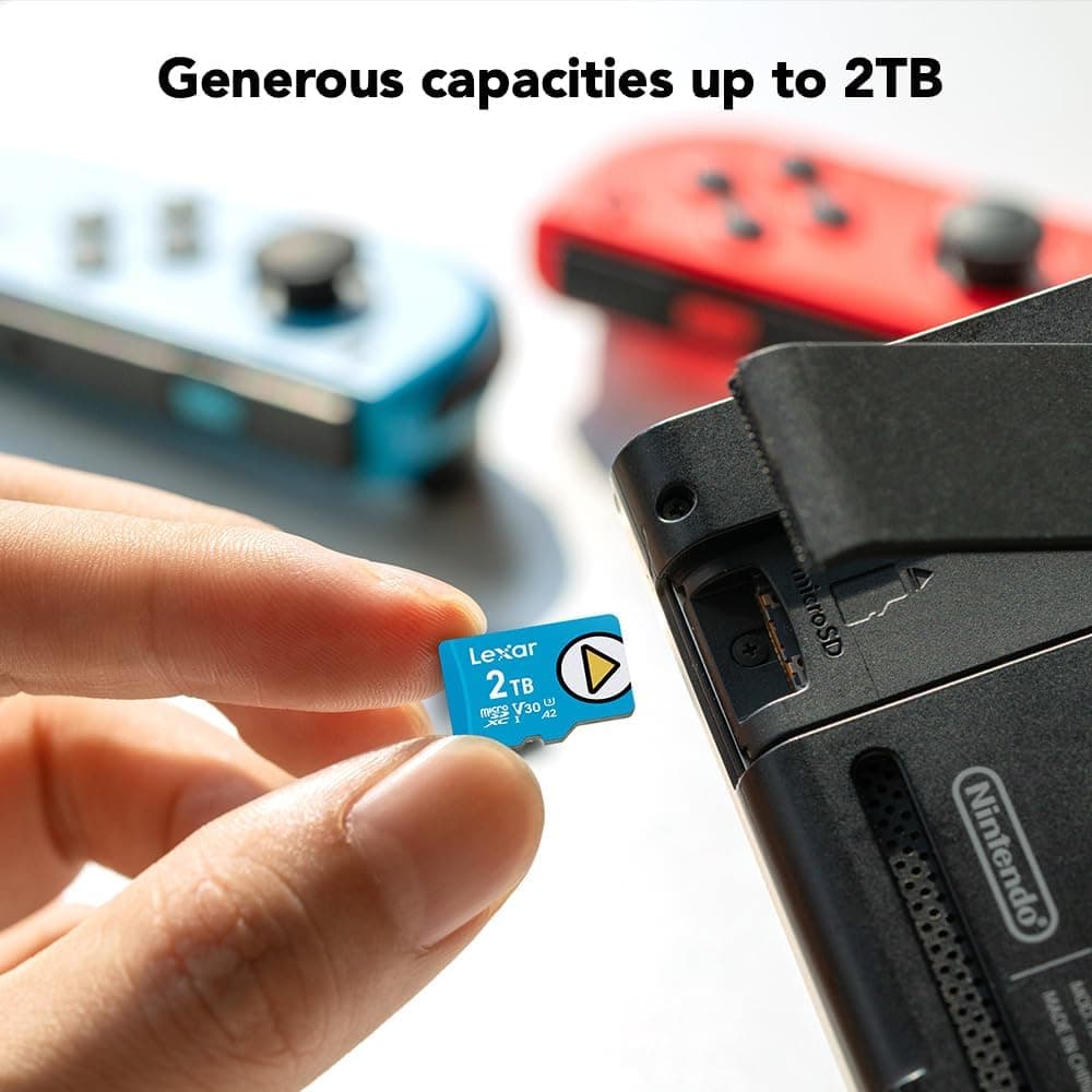 Lexar 1TB Play Blue Micro SD Card, UHS-I, C10, U3, V30, A2, 4K, Up to 160MB/s microSDXC Memory Card, Expanded Storage for Nintendo-Switch 1, Gaming Devices, Smartphones, Tablets (LMSPLBL001T-