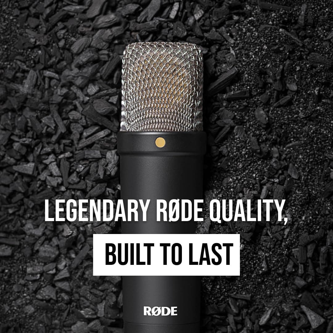 RØDE NT1 Signature Series Large-diaphragm Condenser Microphone with Shock Mount, Pop Filter and XLR Cable for Music Production, Vocal Recording, Streaming and Podcasting