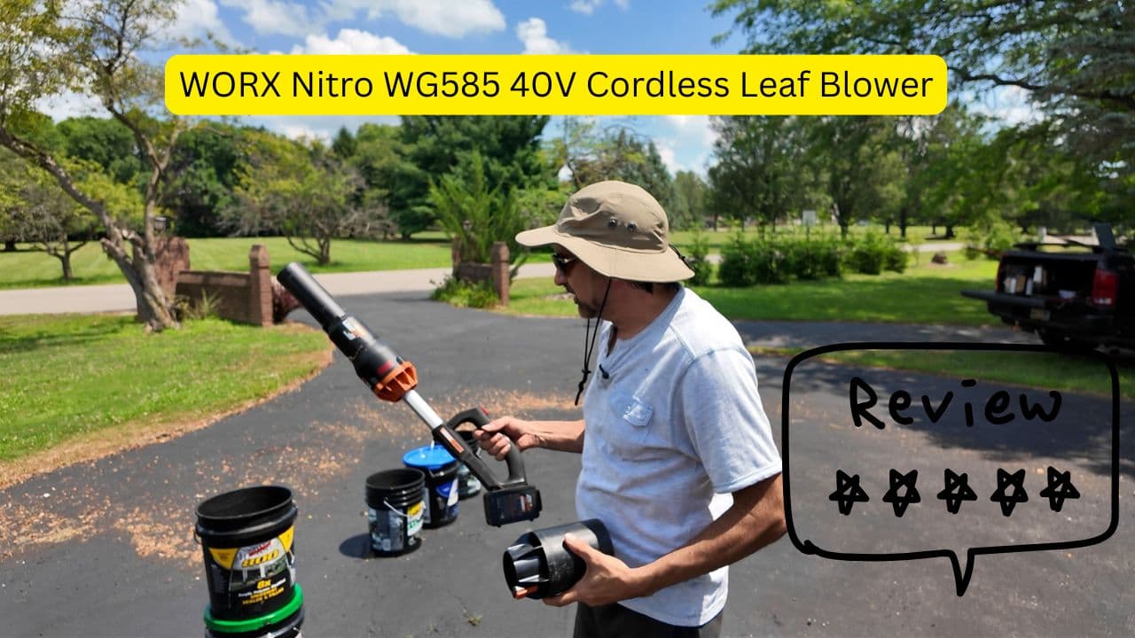 WORX Nitro WG585 40V Cordless Leaf Blower, Electric Blower with 620CFM & 165MPH, Blowers for Lawn Care with Brushless Motor & 3 Speed Control, 2 Batteries & Charger Included