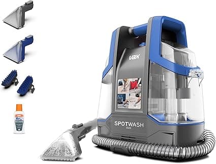 VAX SpotWash Duo Spot Cleaner, For Stains, Spills &amp;amp; Pet Messes, Suitable for Car, Sofa, Upholstery, Compact, Handheld Cleaning Machine Includes Pet Tool &amp;amp; Vax 250ml Solution, 