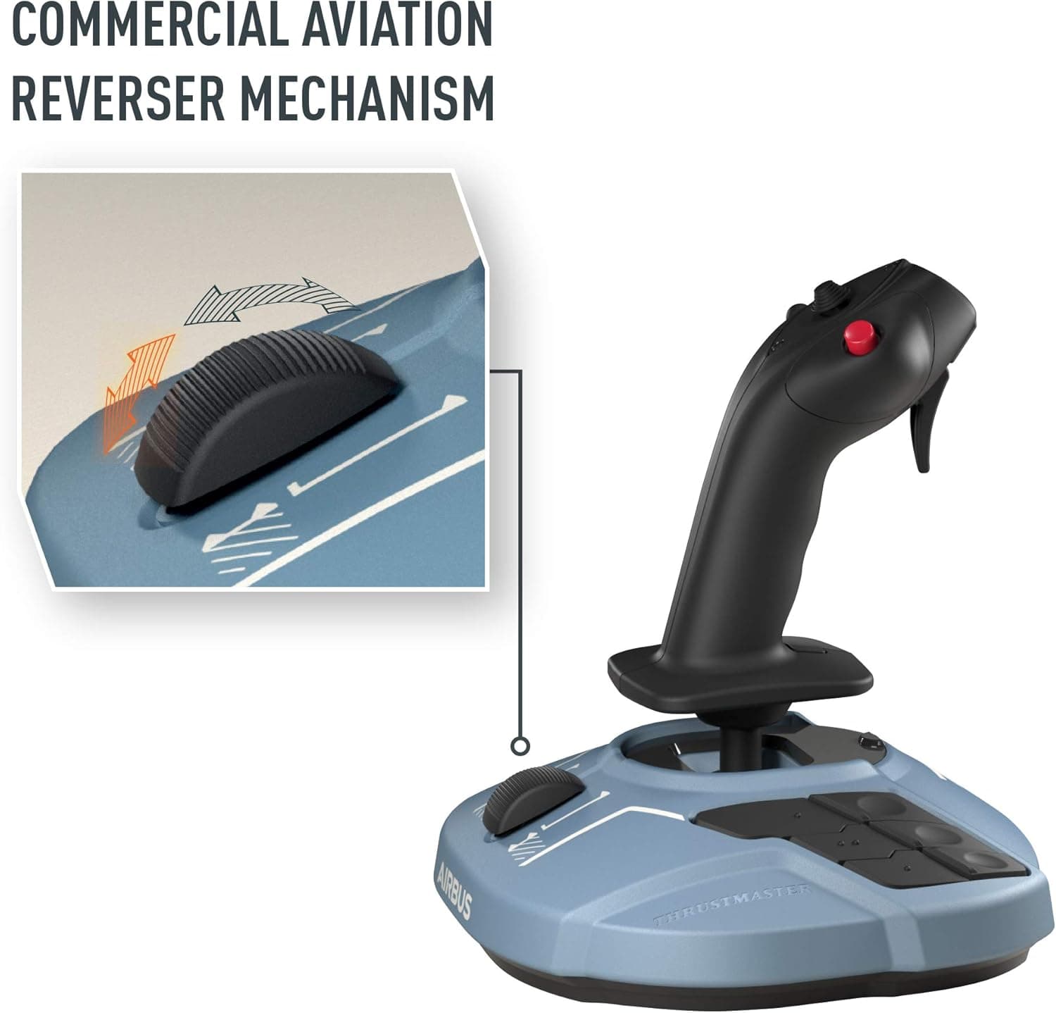 Thrustmaster TCA Sidestick Airbus Edition - Ergonomic Flight Stick with 12 Remappable Buttons and Thrust Reverser for PC