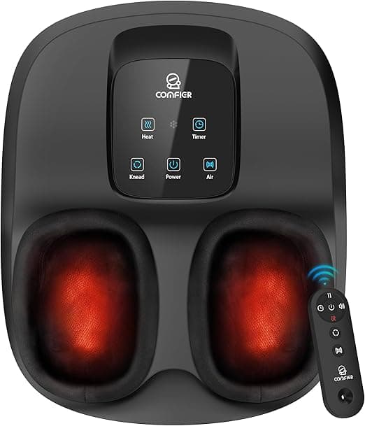 COMFIER Shiatsu Foot Massager with Heat,Kneading, Compression, Massage Machine for Plantar Fasciitis Neuropathy, Remote Control,Heated Foot Warmer, Gifts for Men,Women,Size 13