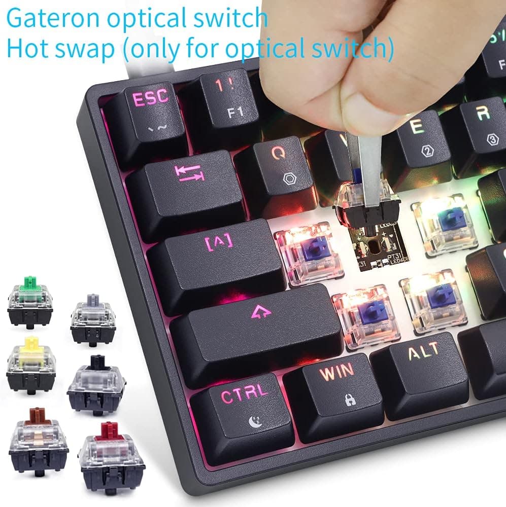 SKYLOONG GK61 SK61 60% Mechanical Keyboard 61 Keys Portable Small Full Keys Programmable Gaming Keyboard Red Switch Hot Swappable RGB Mechanical Keyboard for PC Mac Laptop