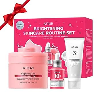 ANUA BRIGHTENING Niacinamide Skincare Routine Set (Amazon Exclusive Set), Niacinamide Serum &amp;amp; Toner Pad &amp;amp; Face Moisturizer, Skin clarity, Moisture barrier for Daily care, Kore