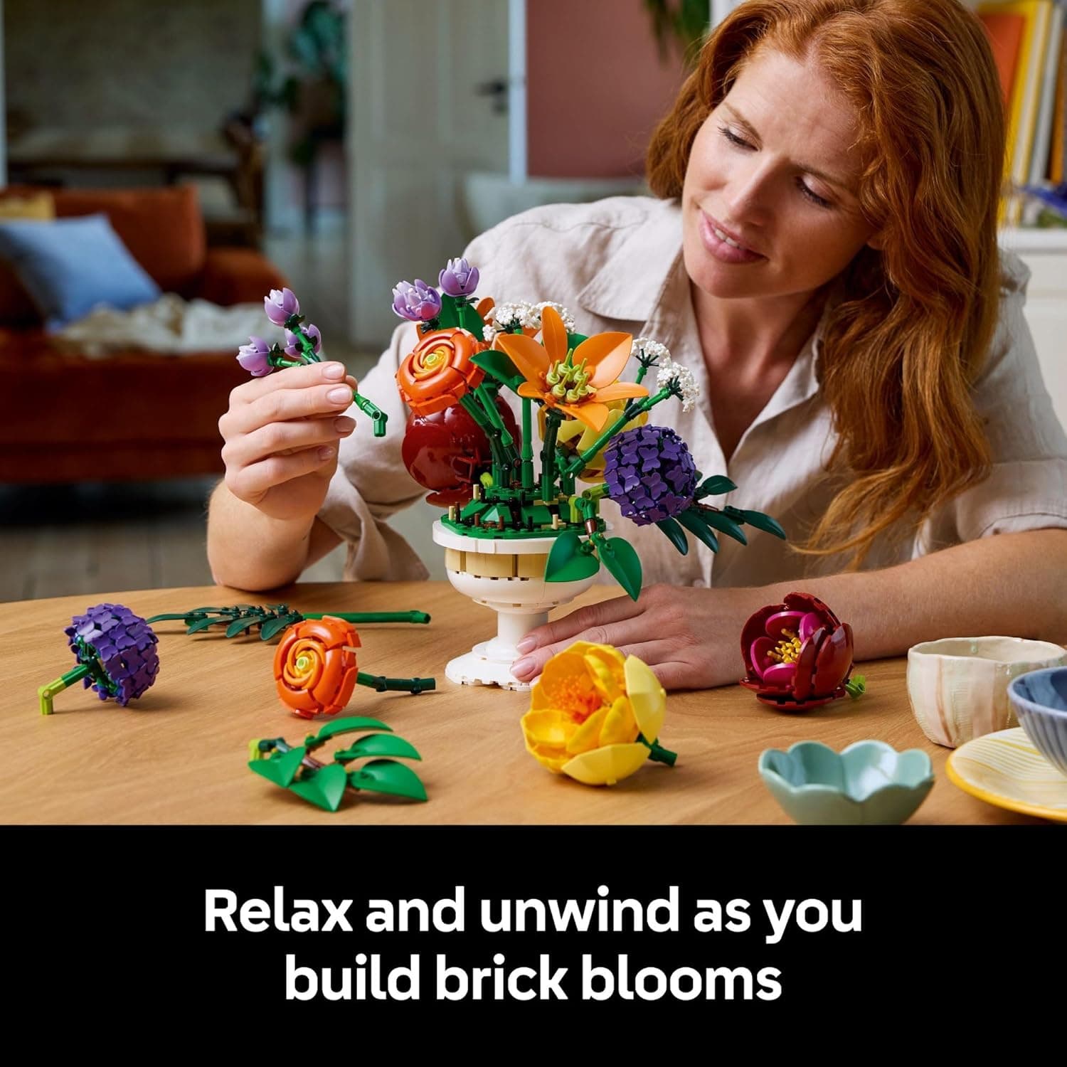 LEGO Botanicals Flower Arrangement Artificial Flowers Building Set - Decor for Table Display - Gift for Birthdays - Unique Bouquet for Adults, Ages 18+ - 10345