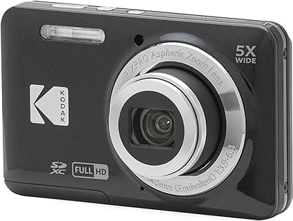 KODAK PIXPRO FZ55-BK 16MP CMOS Sensor Digital Camera 5X Optical Zoom 28mm Wide Angle 1080P Full HD Video 2.7&amp;#34; LCD Vlogging Camera (Black)
