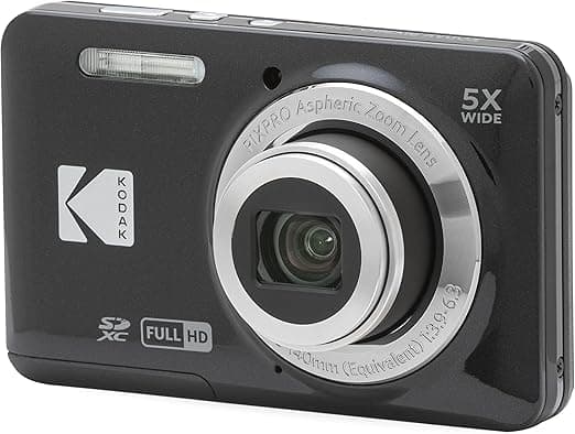 KODAK PIXPRO FZ55-BK 16MP CMOS Sensor Digital Camera 5X Optical Zoom 28mm Wide Angle 1080P Full HD Video 2.7&amp;#34; LCD Vlogging Camera (Black)