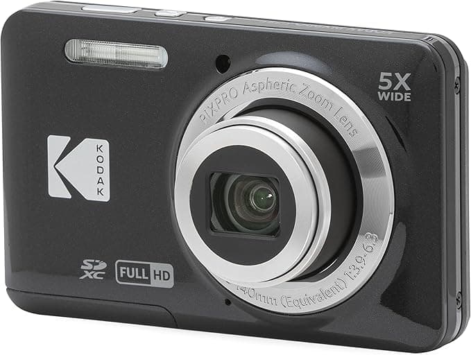 KODAK PIXPRO FZ55-BK 16MP CMOS Sensor Digital Camera 5X Optical Zoom 28mm Wide Angle 1080P Full HD Video 2.7&amp;#34; LCD Vlogging Camera (Black)