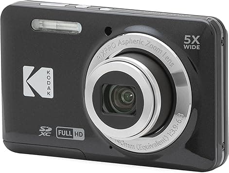 KODAK PIXPRO FZ55-BK 16MP CMOS Sensor Digital Camera 5X Optical Zoom 28mm Wide Angle 1080P Full HD Video 2.7&amp;#34; LCD Vlogging Camera (Black)