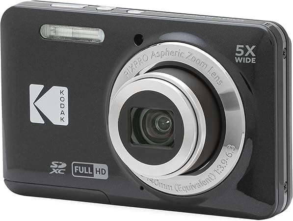 KODAK PIXPRO FZ55-BK 16MP CMOS Sensor Digital Camera 5X Optical Zoom 28mm Wide Angle 1080P Full HD Video 2.7&amp;#34; LCD Vlogging Camera (Black)