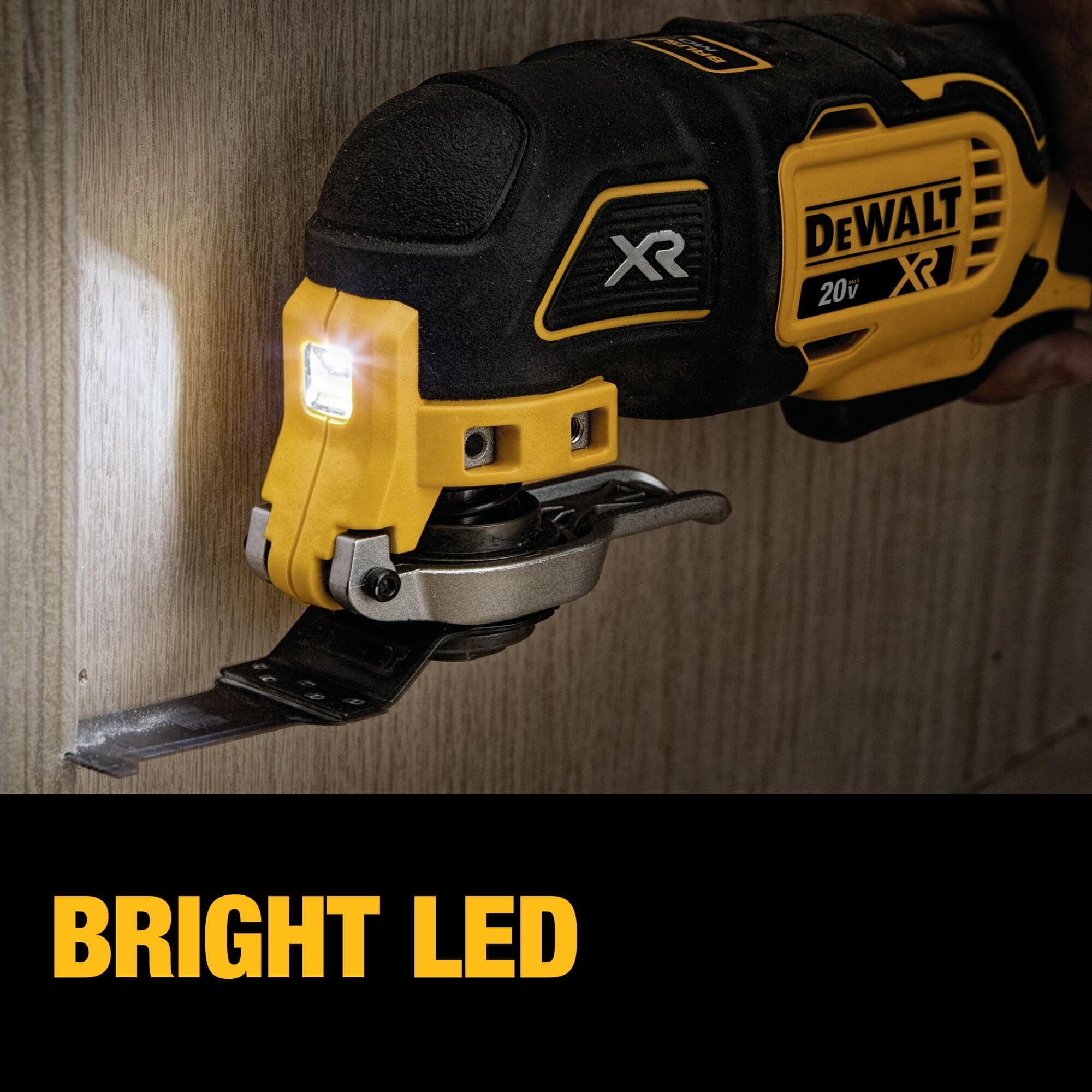 DEWALT 20V MAX XR Oscillating Multi-Tool Cordless, Variable Speed Brushless Motor Multitool with LED Light, Extended Runtime, Includes Two Wood Cutting Blades, Tool Only (DCS356B)