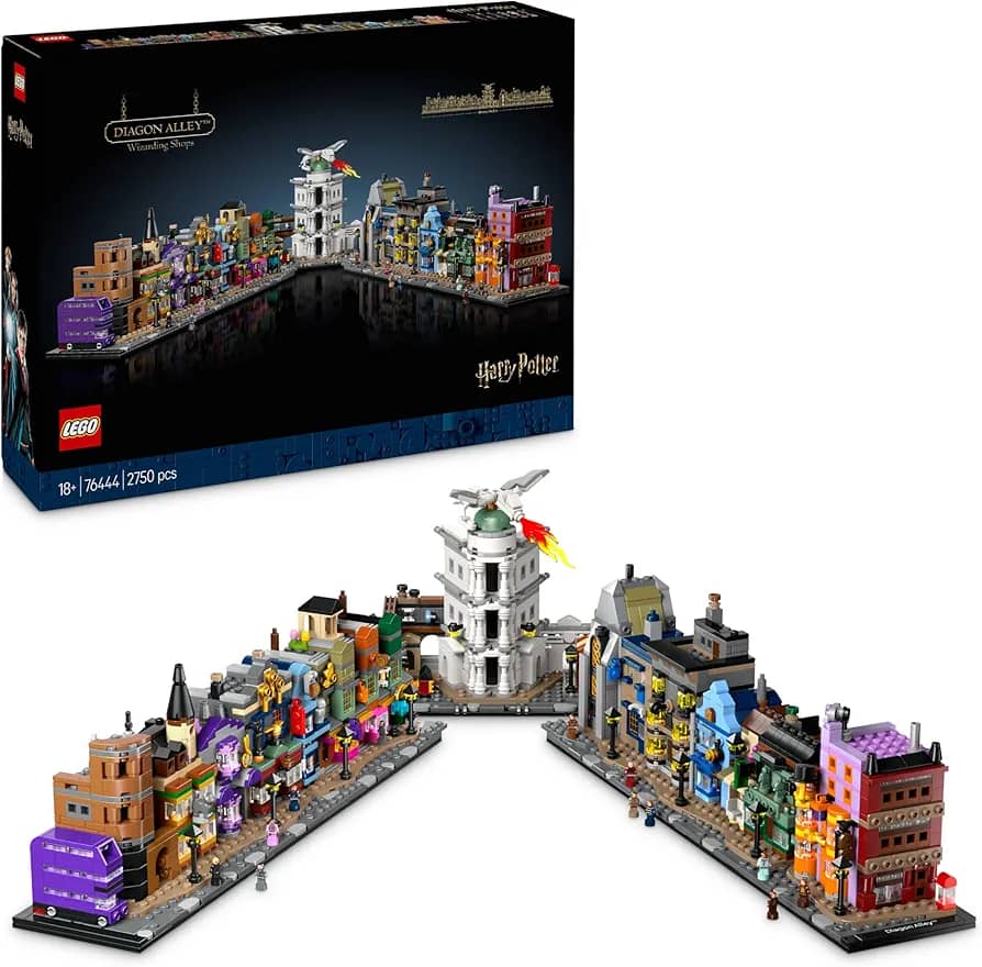 LEGO Harry Potter Diagon Alley Wizarding Shops Building Set for Adults, Collectible Display Model Features Microscale Brick-Built Stores & 12 Microfigures, Gift Idea for Women and Men 76444