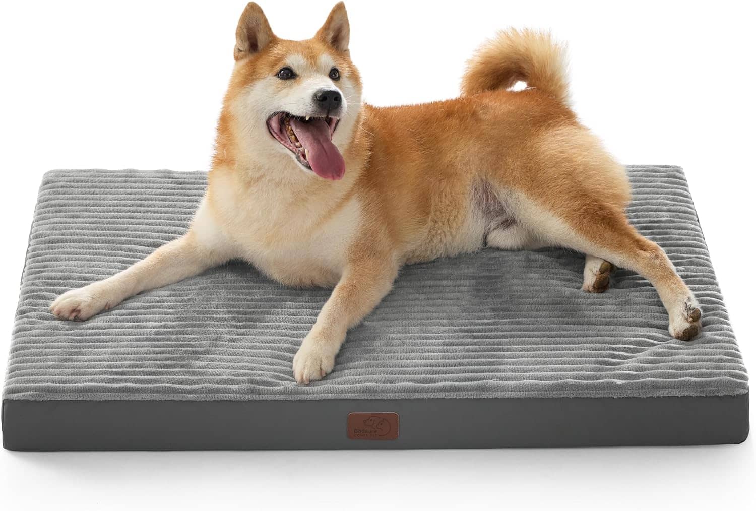 Bedsure Dog Beds Large Sized Dog- Orthopedic Pet Beds for Crate with Removable Machine Washable Cover, NOT Waterproof Egg Crate Foam Puppy Mat, Suitable for Pet Up to 50 lbs, 35x22x2.8, NOT Chewproof